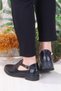 42401 Black Satin Fashion Buckle Soft Flexible Women's Shoes - 4