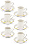 4-Piece 2-Person Coffee Cup Set - Stripes and Gold Gilded, Stackable 100ml - 5