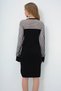 Women's Black Crew Neck Shoulders Tulle Detail Midi Length Seasonal Dress Alc-X13600 - 6