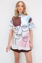 Women's Brown Crew Neck Digital Printed Side Slit Sweatshirt Mda-1106 - 3