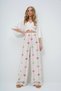 Women's Brown Floral Print Linen Trousers with Elastic Waist Alc-X13632 - 4