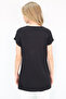 Women's Black Crew Neck Heart Pattern Stone Embroidered Zero Sleeve T-Shirt Alc-X13539 - 5