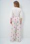 Women's Brown Floral Print Linen Trousers with Elastic Waist Alc-X13632 - 5
