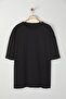 Plus Size Black Oversize/Wide Fit Artistic Back Print Knitted T-Shirt Tmnss25Bf00020 - 4