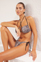 Leopar Desenli Cut Out Detaylı Straplez Kaplı Regular Normal Bel Bikini Takımı TBESS25BT00022 - 3