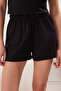 Siyah Kaplı Sırt Pencere/Cut Out Detaylı İp Askılı Şortlu Örme Pijama Takımı THMSS25PT00007 - 4