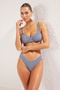 Pötikare Desenli Şeritli Balconette Kaplı Regular Normal Bel Bikini Takımı TBESS25BT00003 - 4