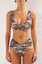 Zebra Desenli Drapeli Üçgen Kaplı Regular Yüksek Bel Bikini Takımı TBESS25BT00027 - 3