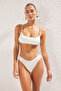 Ekru Aksesuarlı Bralette Kaplı Regular Normal Bel Bikini Takımı TBESS25BT00057
