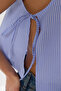 Mavi Yanları İp Detaylı Bisiklet Yaka Çizgili Crop Dokuma Bluz TWOSS25BZ00114 - 2