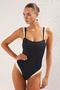 Black U-Neck Color Block Regular Swimsuit TBESS25MA00040