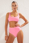 Pink Bralette Covered Regular High Waist Bikini Set Tbess22Bt0010 - 3