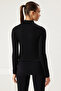 Siyah Seamless/Dikişsiz Fermuarlı Dik Yaka Örme Spor Ceket/Sweatshirt THMSS25SK00001 - 5