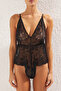 Siyah Dantel Ajurlu/Delikli Örme Babydoll/Fantezi Gecelik THMSS25CY00000 - 3