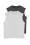 Basic Beyaz-Antrasit 2'li Paket Oversize/Geniş Kesim Pamuklu Kolsuz T-Shirt/Atlet TMNSS22AL0070 - 3