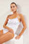Polka Dot Square Neck Ruffled Textured Regular Swimsuit Tbess25Ma00032 - 3