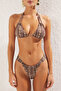 Yılan Desenli Tünelli Üçgen Kaplı Brazilian Düşük Bel Bikini Takımı TBESS22BT0036 - 4