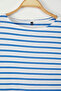 Beyaz-Mavi Çizgili Kayık Yaka Örme T-shirt TBBSS23BF00018 - 5