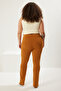 Brown Skinny High Waist Leg Zip-Up Knitted Plus Size Pants Tbbss23Ar00011 - 5