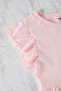 Pembe Kız Çocuk Kolları Fırfır Detaylı Basic Örme Elbise TKDSS25EL00016 - 2