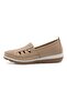 Z110 Women's Khaki Leather Comfort Shoes - 2