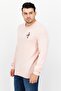 Men Crew Neck  Embroidered Sweater, Pink - 3