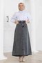 women's modest basic daily summer seasonal winter style Hijab Denim Skirt with Pockets - 4