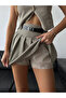 Plaid Full Pleated Belted Lined Mini Skirt with Shorts for Women - 3