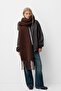 Puffy Soft Textured Women's Scarf Shawl Shoulder Shawl Bitter Brown - 2