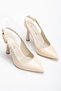 Rissoli Women's Beige Cream Skin Patent Leather Buckle Heeled Shoes - 6