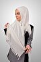 Practical Pleated Shawl Ready-To-Wear Organic Cream Color Sponge Model - 7