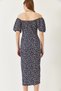 Women's Navy Blue Carmen Collar Slit Summer Knitted Dress 70292 60271034 - 7