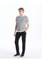 White Polo Collar Striped Men's Knitwear T-Shirt - 4