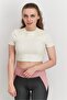 Women Sportswear Fit Embroidered Crop Top, Off White