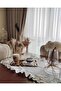 Natural Ruffled Raw Linen Runner Vintage 40X80 - 3