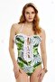 Aregento Leaf Patterned Ruffle Strapless Swimsuit 8056 - 2