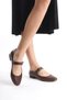 Clara Brown Skin Round Mold Buckle Casual Ballerina Women's Shoes