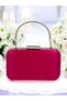 Fuchsia Color Satin Silver Case Metal Handle Evening Bag Evening Bag Portfolio - 2