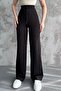 Women's New Season Wide-Leg Corded Fabric Transitional Trousers with Elastic Waist - 5
