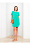 Crew Neck Straight Short Sleeve Crepe Women's Dress