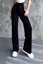Women's New Season Wide-Leg Corded Fabric Transitional Trousers with Elastic Waist - 2
