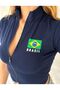 Short Sleeve Brazilian Zipper Blouse Bodysuit