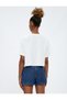 Crop T-Shirt Racing Themed Crew Neck Relaxed Cut Cotton - 4