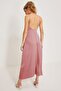 Powder Satin Scoop Neck Midi Dress Mg1708 - 2