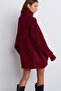 2268 Turtleneck Wide Sweater-burgundy - 2