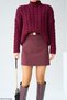 Women's Burgundy Half Fisherman Hair Braided Knitwear Sweater - 2