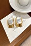 Women's Earrings Imported Special Series Square Model Pearl Bombe Gold Frame Non Tarnish Earrings - 2