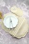 Cream Beige Colored Beige Double Wrap Embroidered 12-Piece Set American Serving and Cocktail Napkin