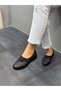 Black Leather Stone Orthopedic Women's Casual Shoes