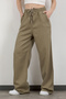 Women's Elastic Waist Lace-Up Wide Leg Trousers Khaki - 4707 - 4